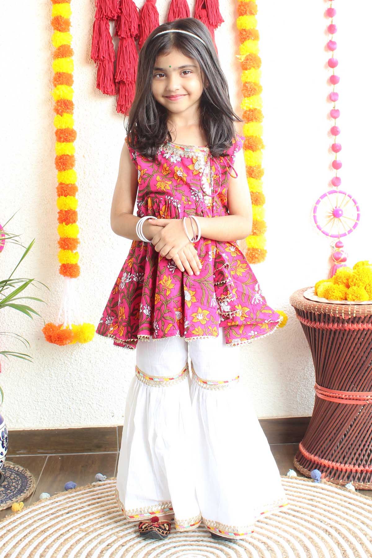 Designer Mamma's Bear Block Print Kurta Sharara Set For Kids (Boys & Girls) Available online at ScrollnShops